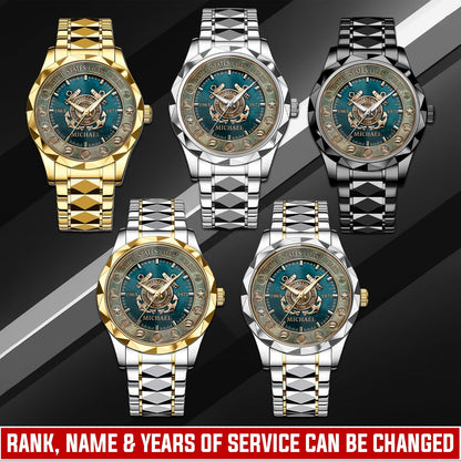 US Coast Guard – Diamond-Cut Bezel Watch – Patriot Guardian Dial