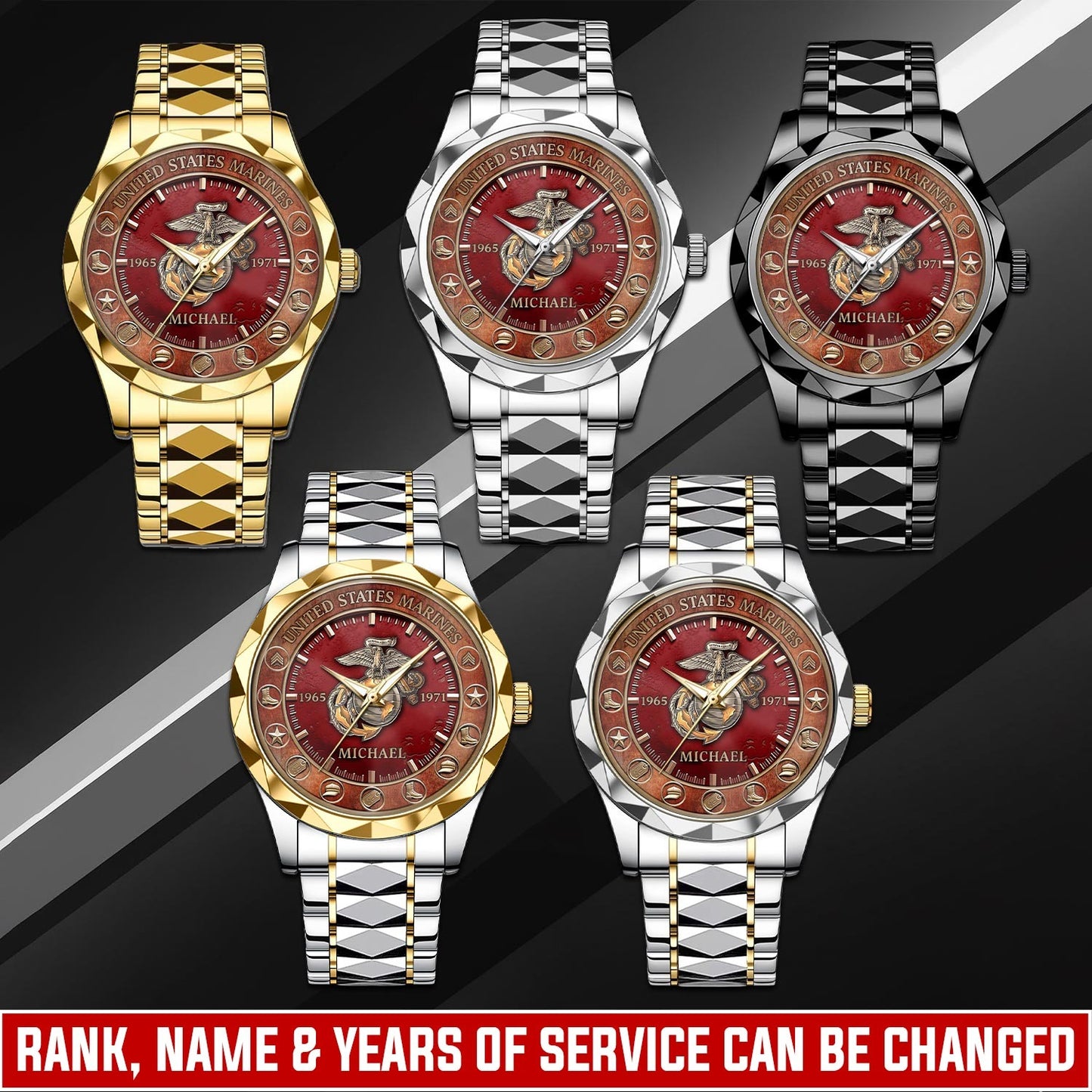 US Marine Corps – Diamond-Cut Bezel Watch – Patriot Guardian Dial