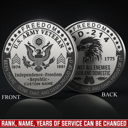 US Army – Military Printed Challenge Coin – Patriot Spirit Medallion