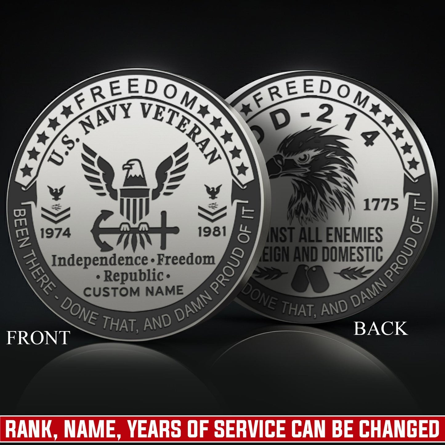US Navy – Military Printed Challenge Coin – Patriot Spirit Medallion