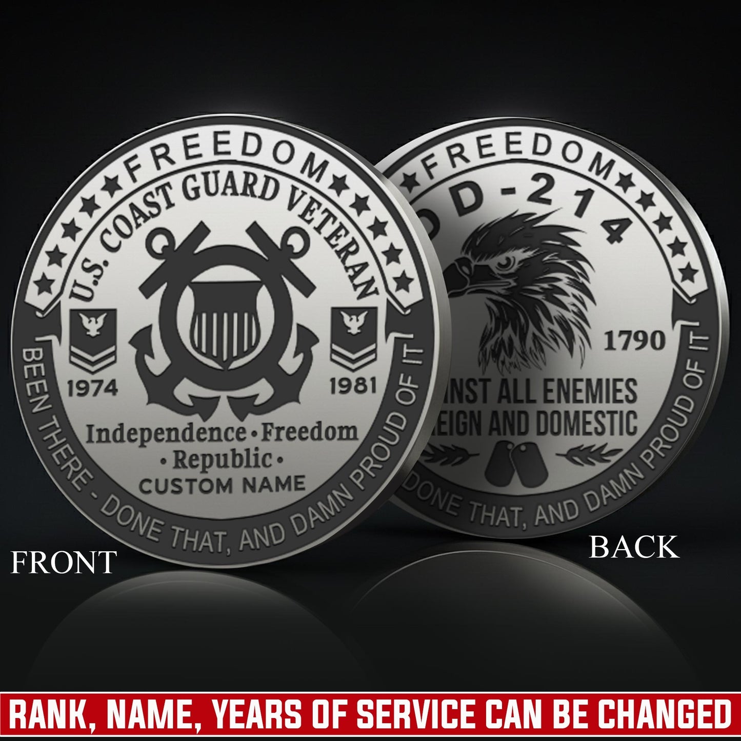 US Coast Guard – Military Printed Challenge Coin –  Patriot Spirit Medallion