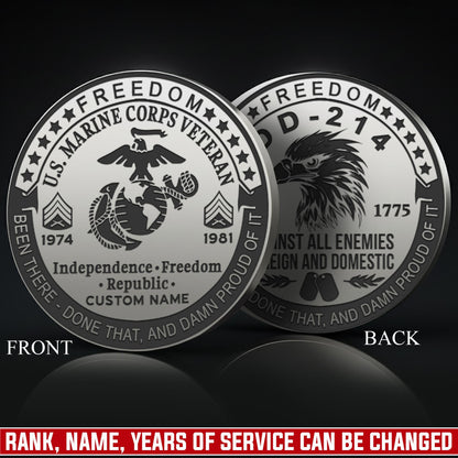 US Marine Corps – Military Printed Challenge Coin – Patriot Spirit Medallion