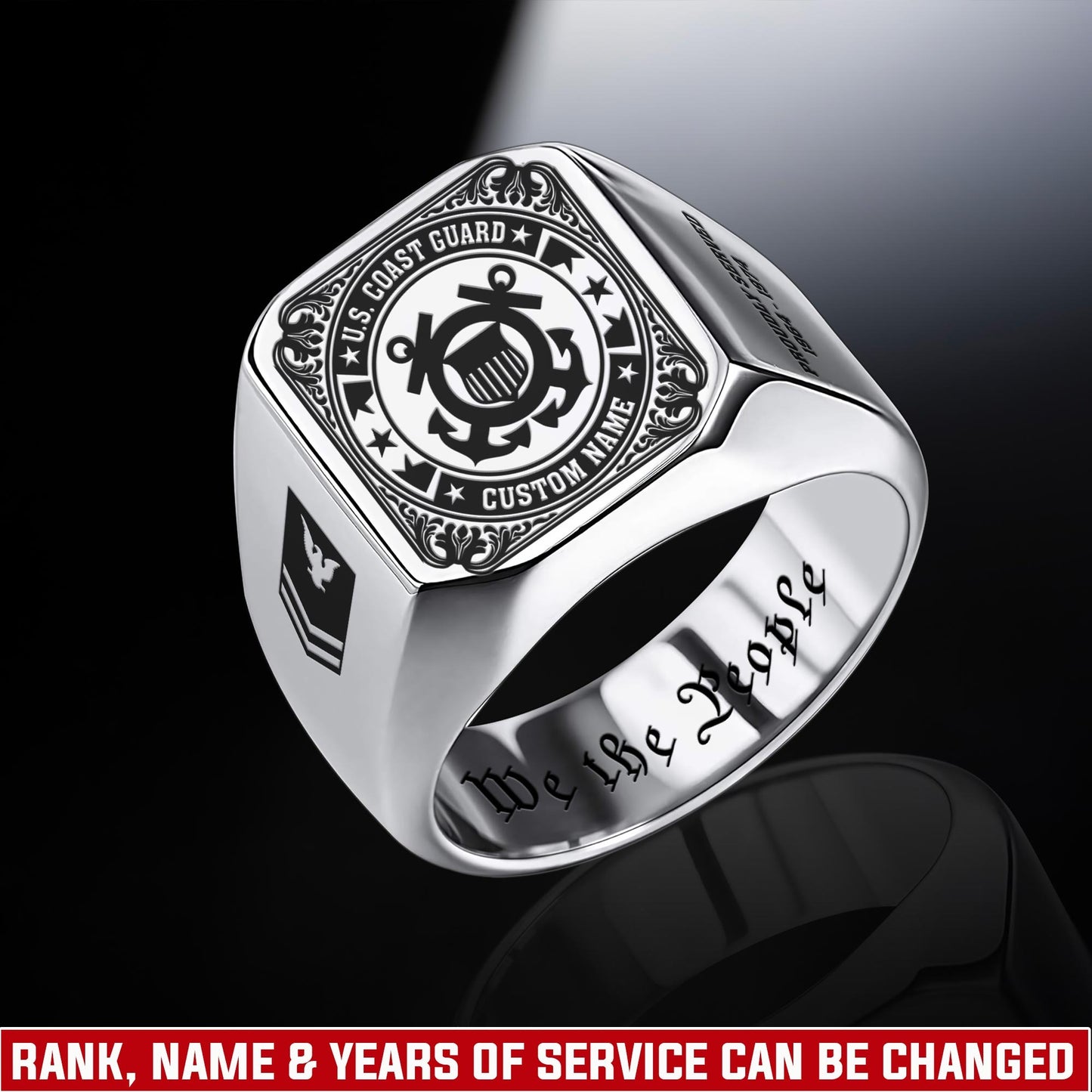 US Coast Guard – Engraved Men's Ring –  Military Honor Seal