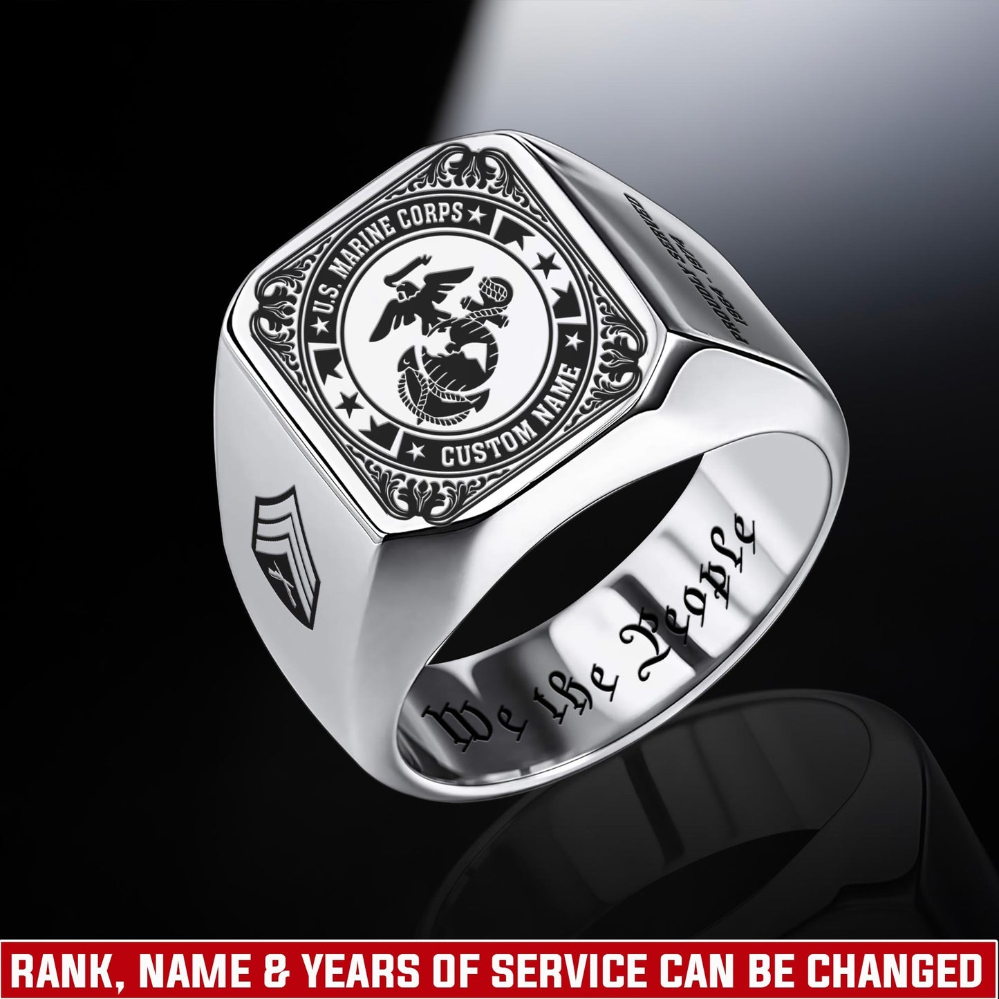 US Marine Corps – Engraved Men's Ring –  Military Honor Seal
