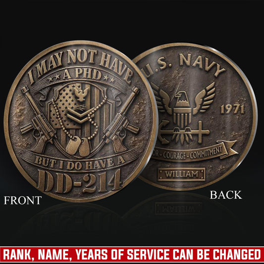 US Navy – Military Printed Challenge Coin – Vintage Service Shield