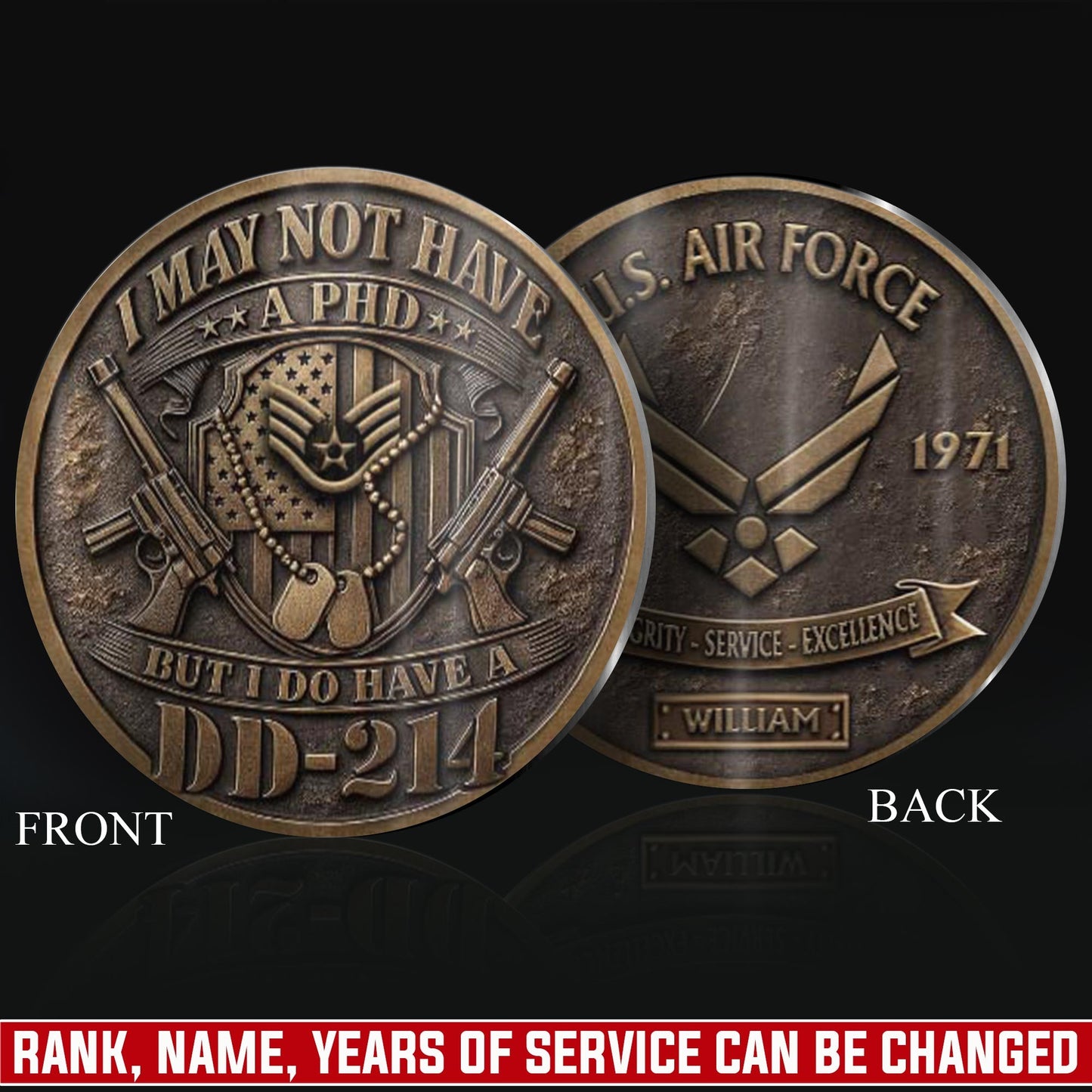 US Air Force – Military Printed Challenge Coin – Vintage Service Shield