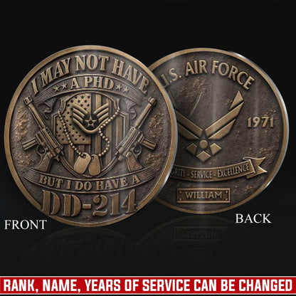 US Air Force – Military Printed Challenge Coin – Vintage Service Shield