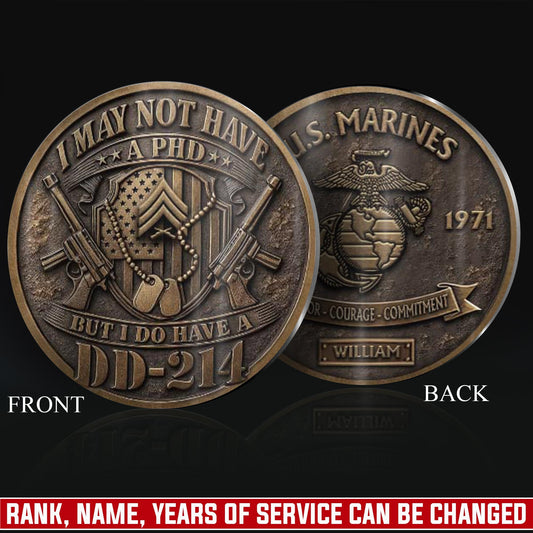 US Marine Corps – Military Printed Challenge Coin – Vintage Service Shield