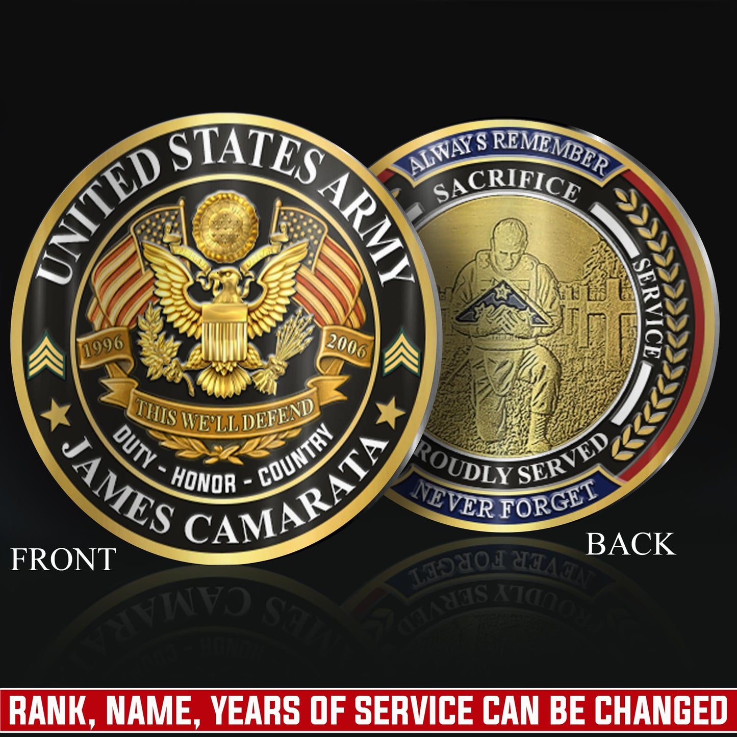 US Army – Military Printed Challenge Coin – Patriot Gold Seal