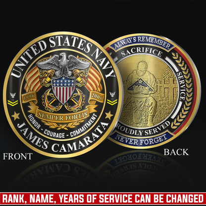 US Navy – Military Printed Challenge Coin – Patriot Gold Seal