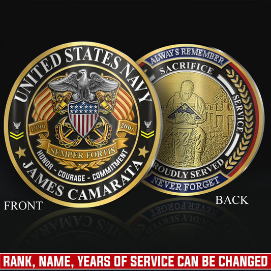US Navy – Military Printed Challenge Coin – Patriot Gold Seal
