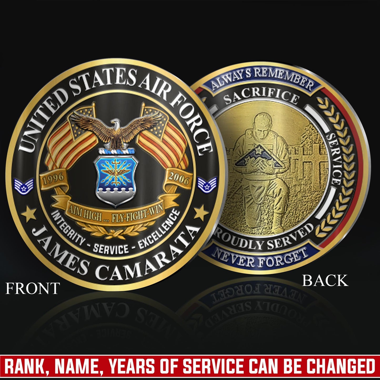 US Air Force – Military Printed Challenge Coin – Patriot Gold Seal