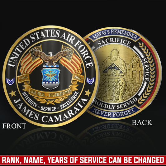 US Air Force – Military Printed Challenge Coin – Patriot Gold Seal