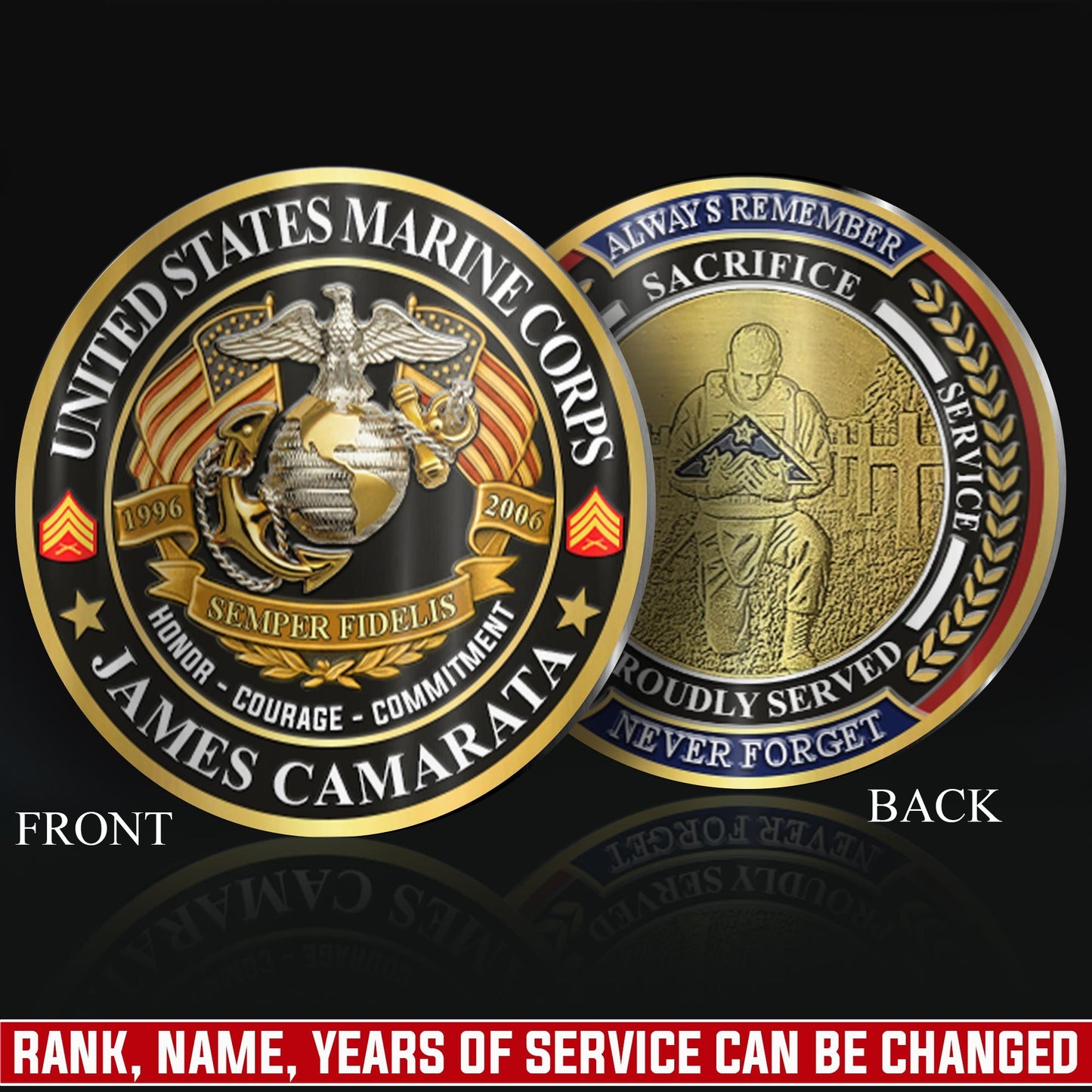 US Marine Corps – Military Printed Challenge Coin – Patriot Gold Seal