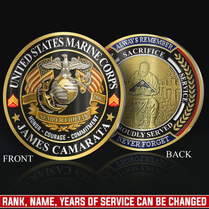US Marine Corps – Military Printed Challenge Coin – Patriot Gold Seal
