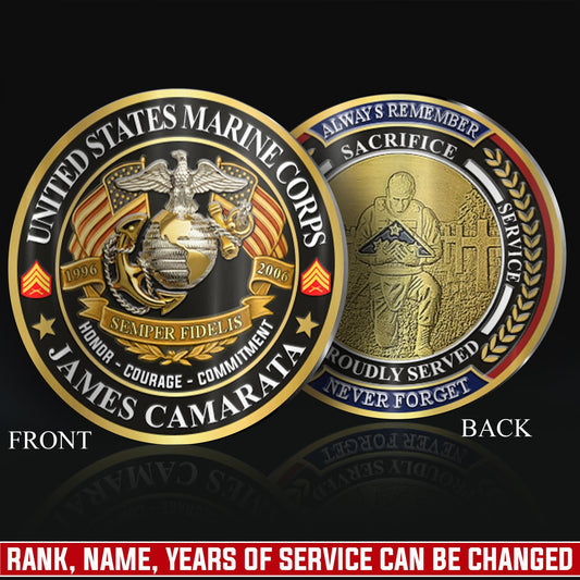 US Marine Corps – Military Printed Challenge Coin – Patriot Gold Seal