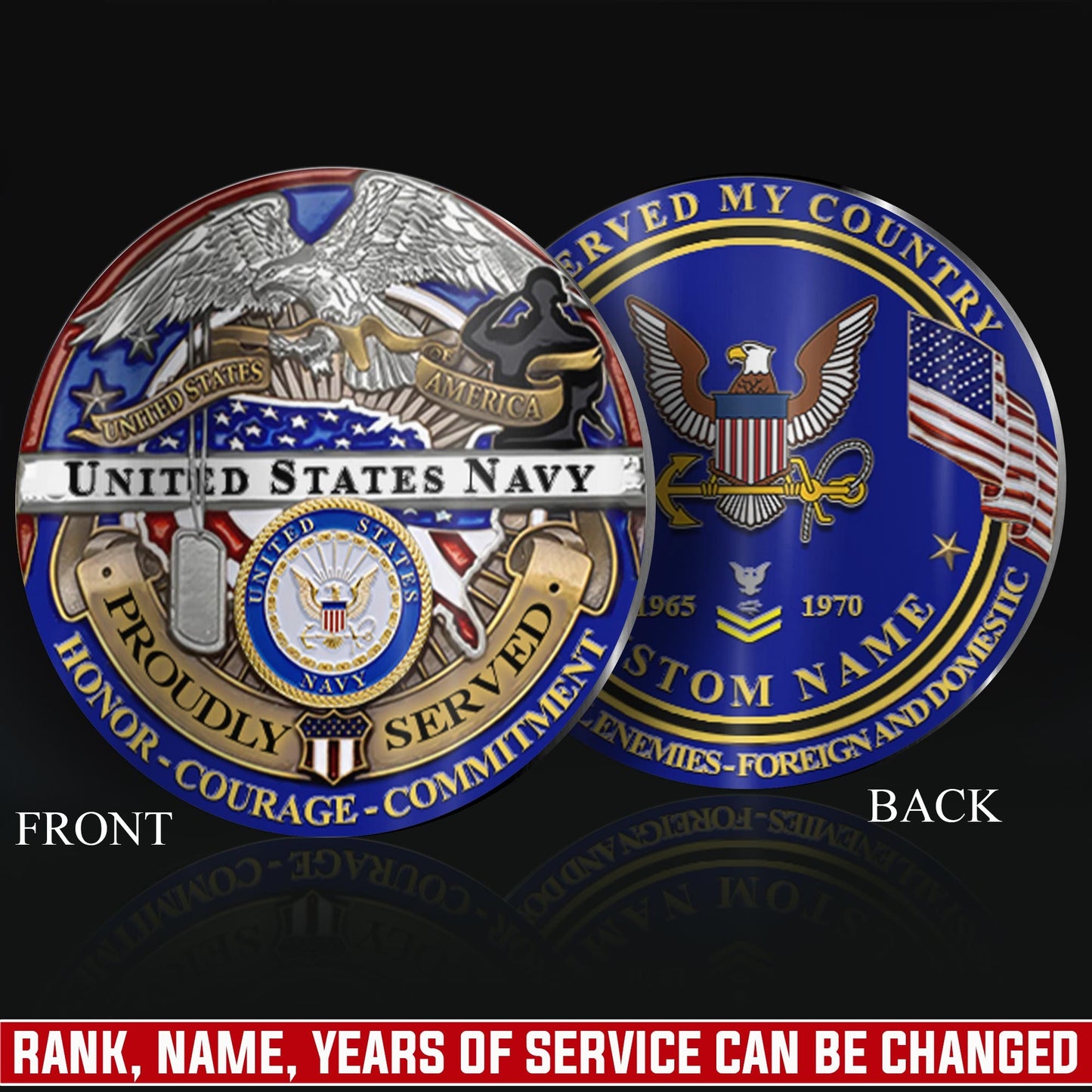 US Navy – Military Printed Challenge Coin – Eagle of Honor Series