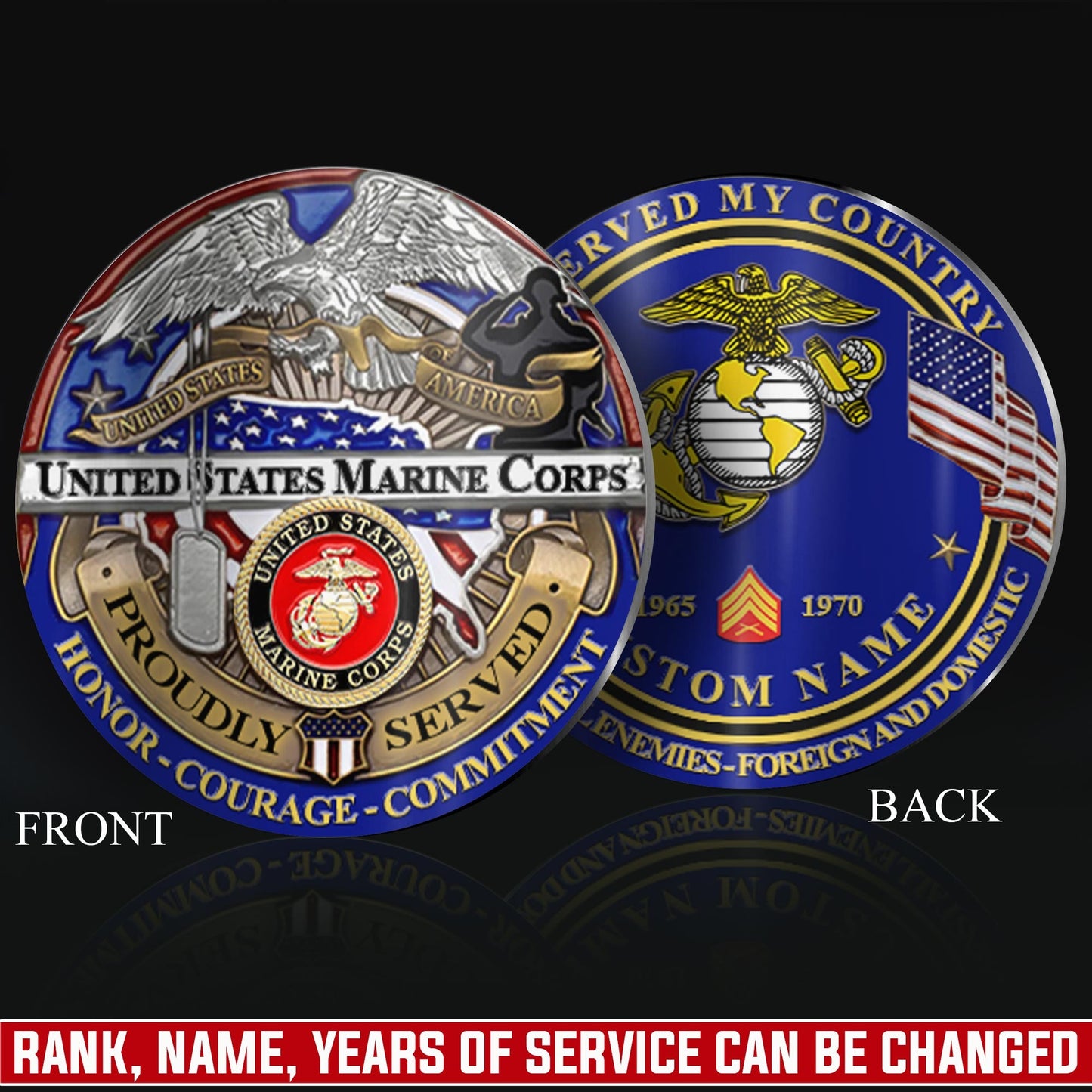 US Marine Corps – Military Printed Challenge Coin – Eagle of Honor Series
