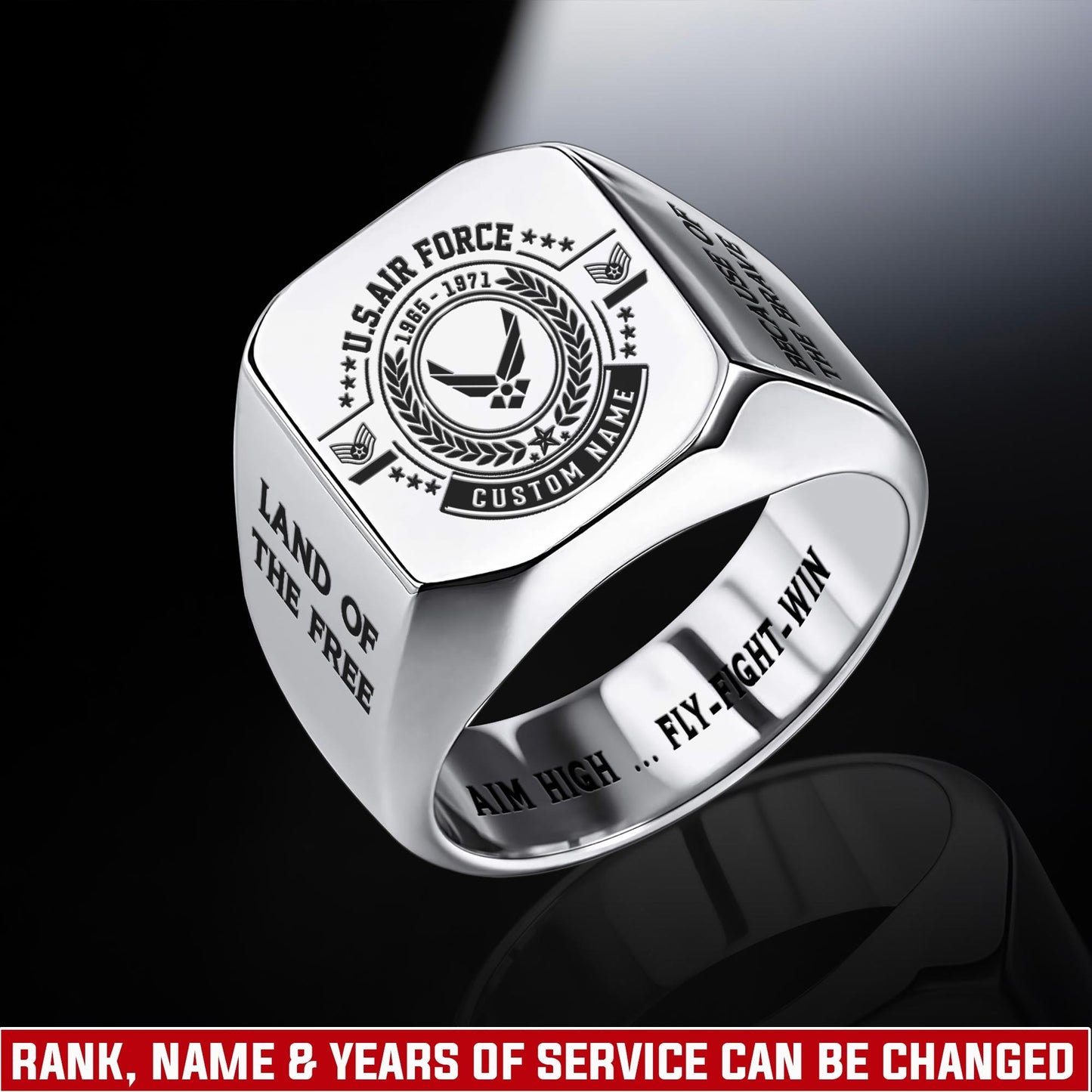 US Air Force – Engraved Men's Ring – Motto Legacy Signet