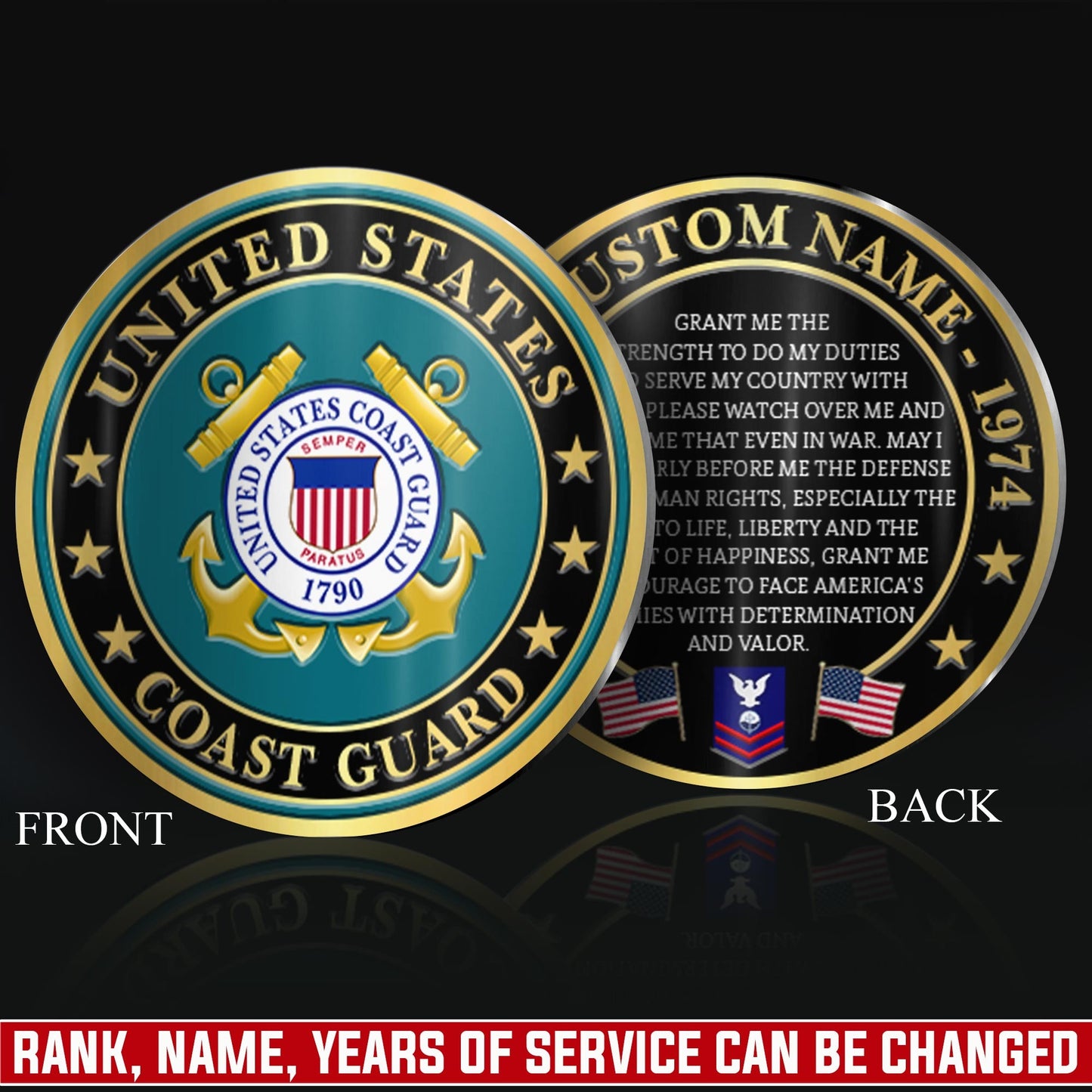 US Coast Guard – Military Printed Challenge Coin –  National Pride Medallion