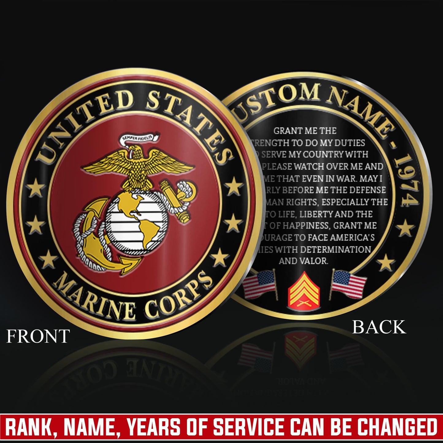 US Marine Corps – Military Printed Challenge Coin – National Pride Medallion