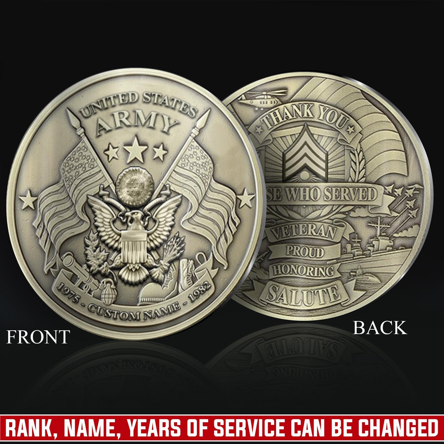 US Army – Military Printed Challenge Coin – Service Salute Crest