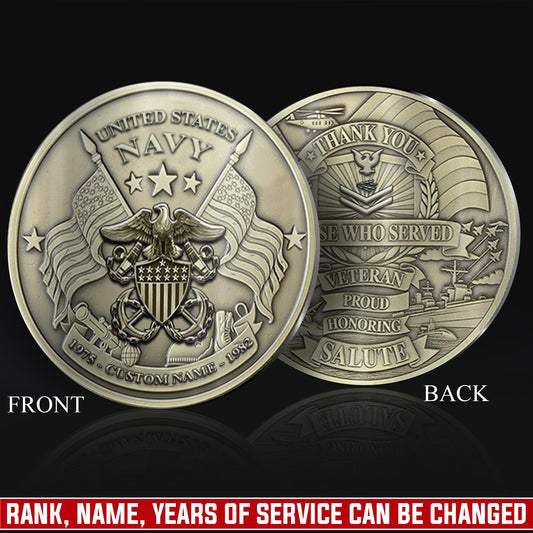 US Navy – Military Printed Challenge Coin – Service Salute Crest