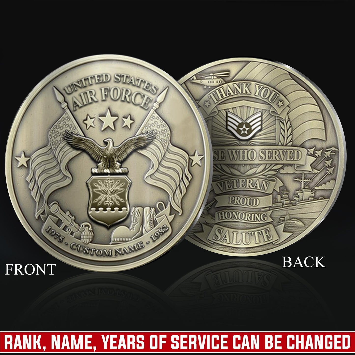 US Air Force – Military Printed Challenge Coin – Service Salute Crest