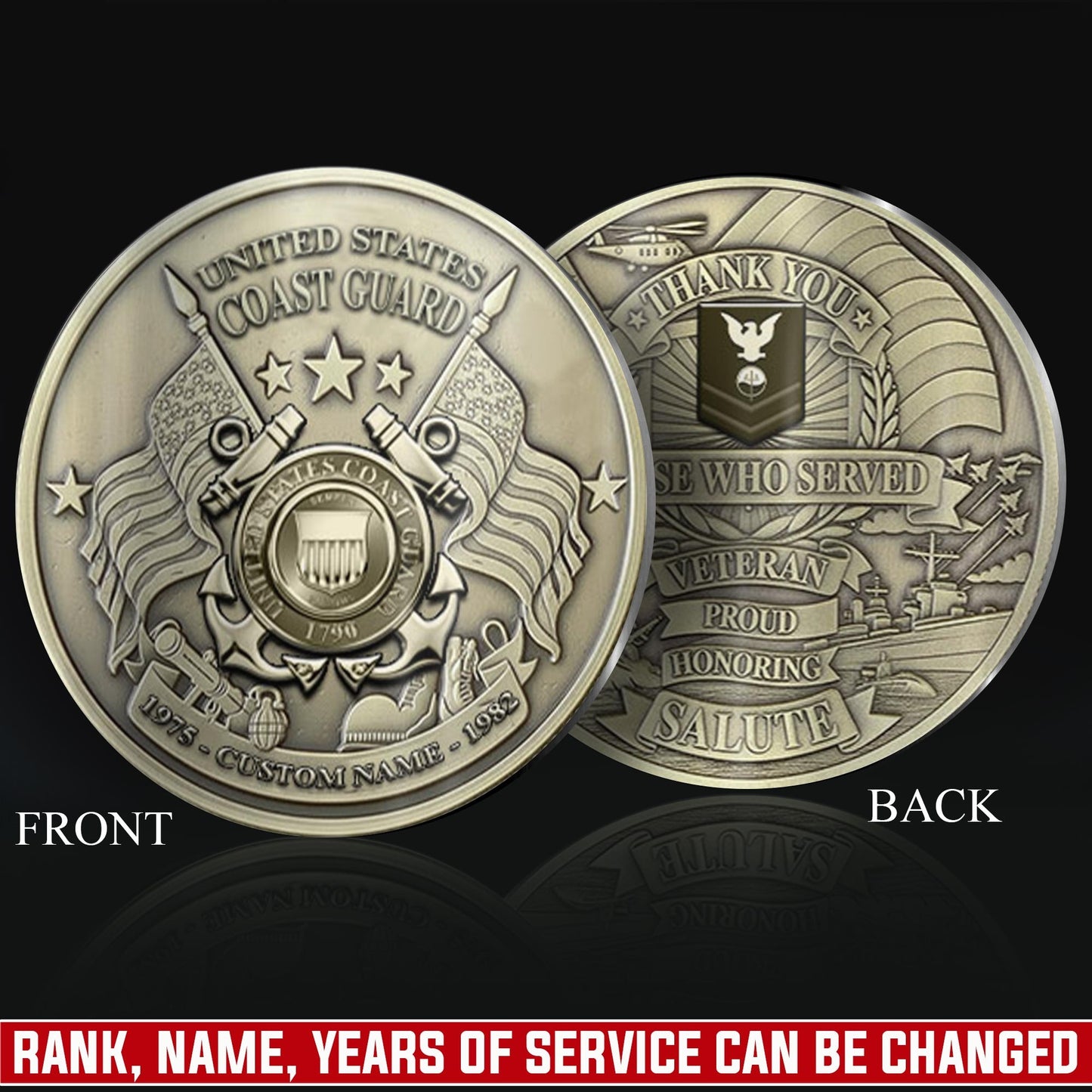 US Coast Guard – Military Printed Challenge Coin – Service Salute Crest