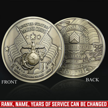 US Marine Corps – Military Printed Challenge Coin – Service Salute Crest