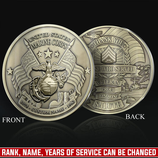 US Marine Corps – Military Printed Challenge Coin – Service Salute Crest