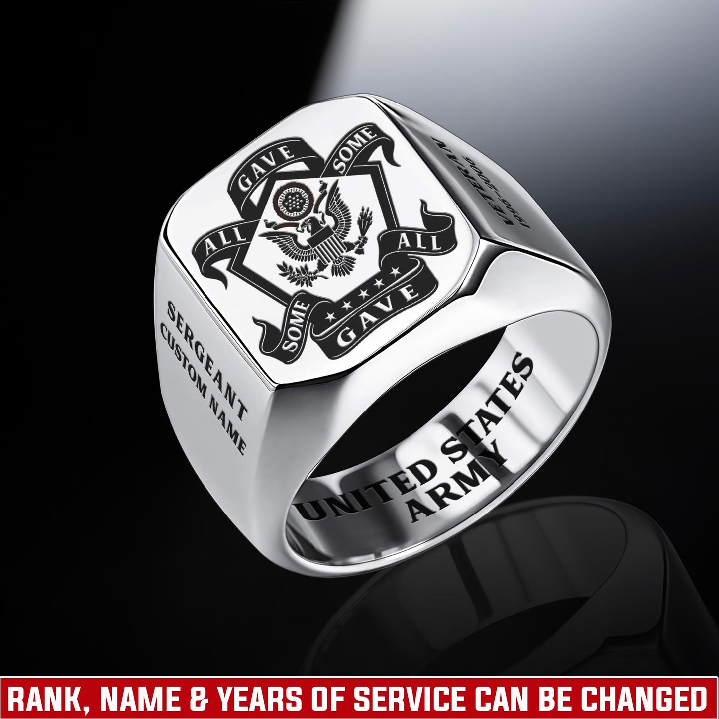US Army – Engraved Men's Ring – Honor Star Crest