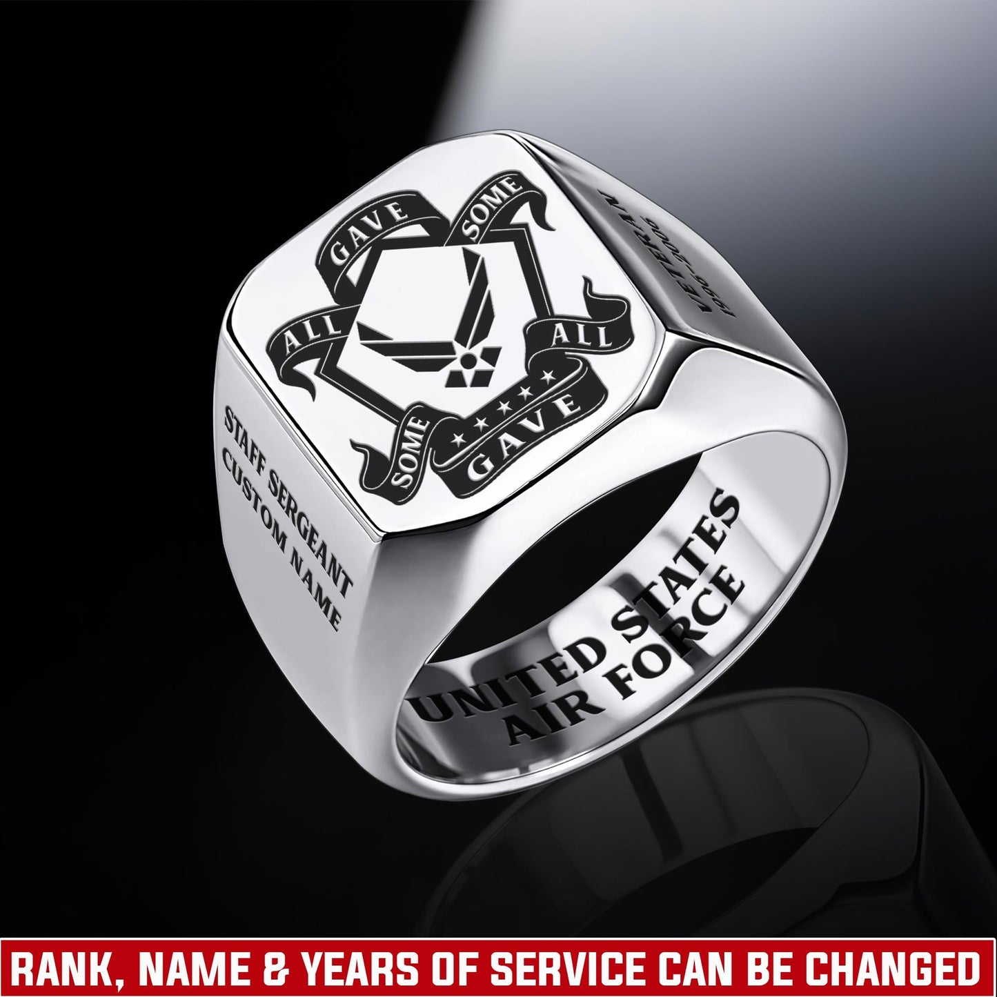 US Air Force – Engraved Men's Ring – Honor Star Crest