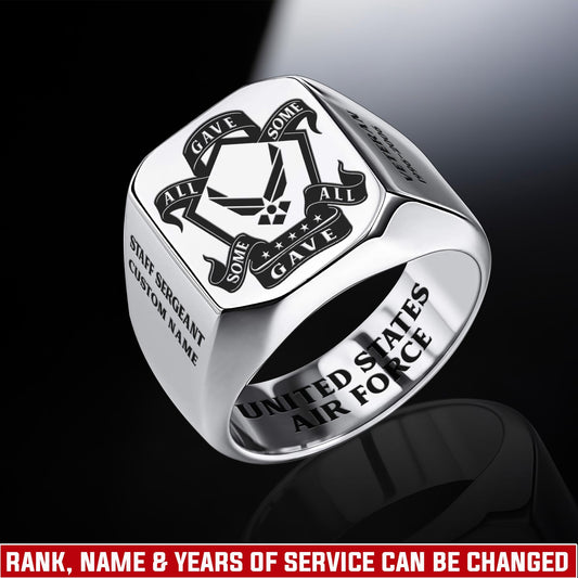 US Air Force – Engraved Men's Ring – Honor Star Crest
