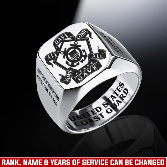 US Coast Guard – Engraved Men's Ring –  Honor Star Crest