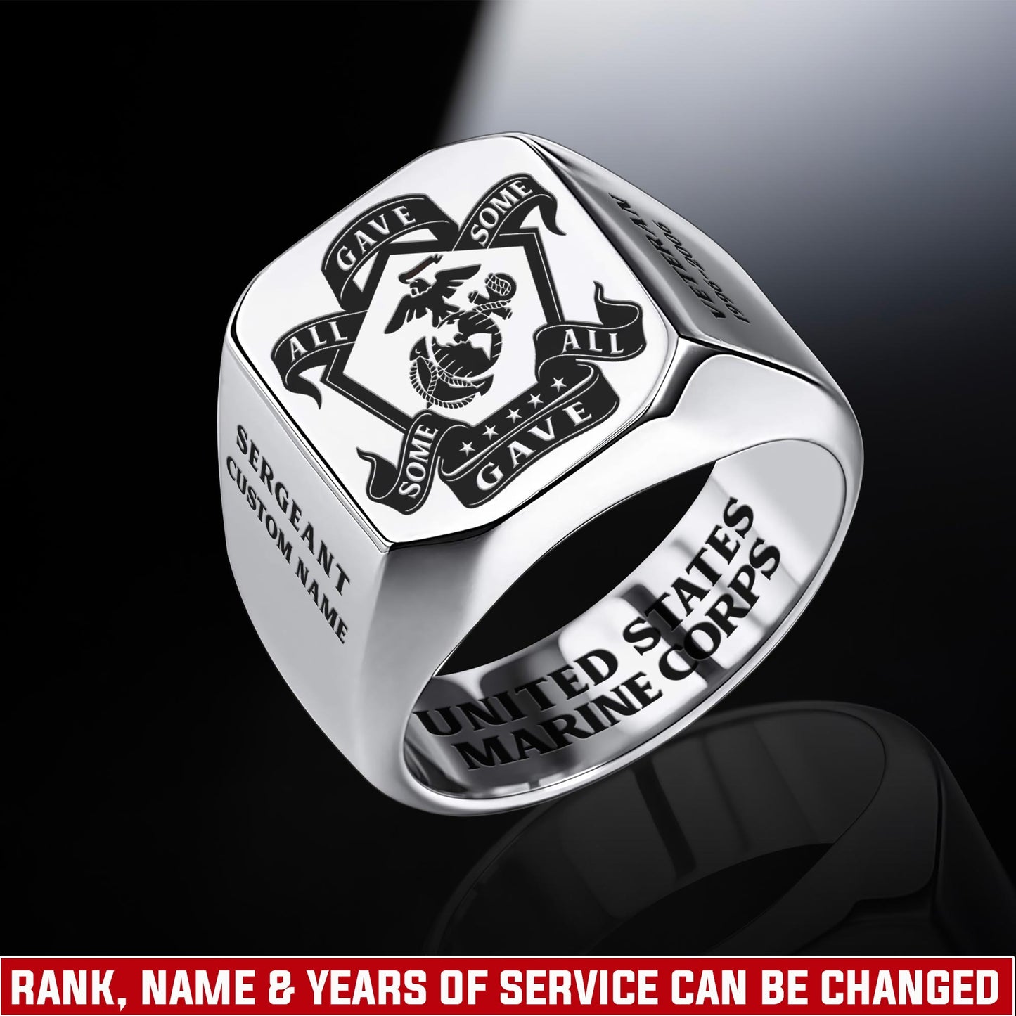 US Marine Corps – Engraved Men's Ring –  Honor Star Crest