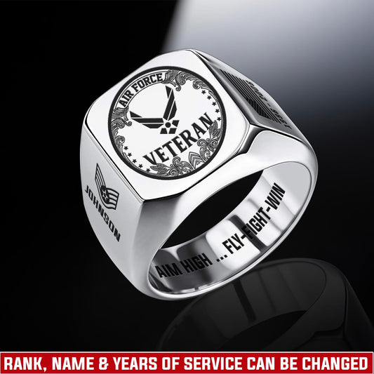 US Air Force – Engraved Men's Ring – Ornate Crest Signet