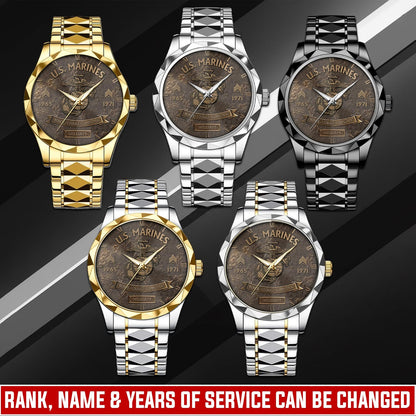 US Marine Corps – Diamond-Cut Bezel Watch – Bronze Legacy Crest