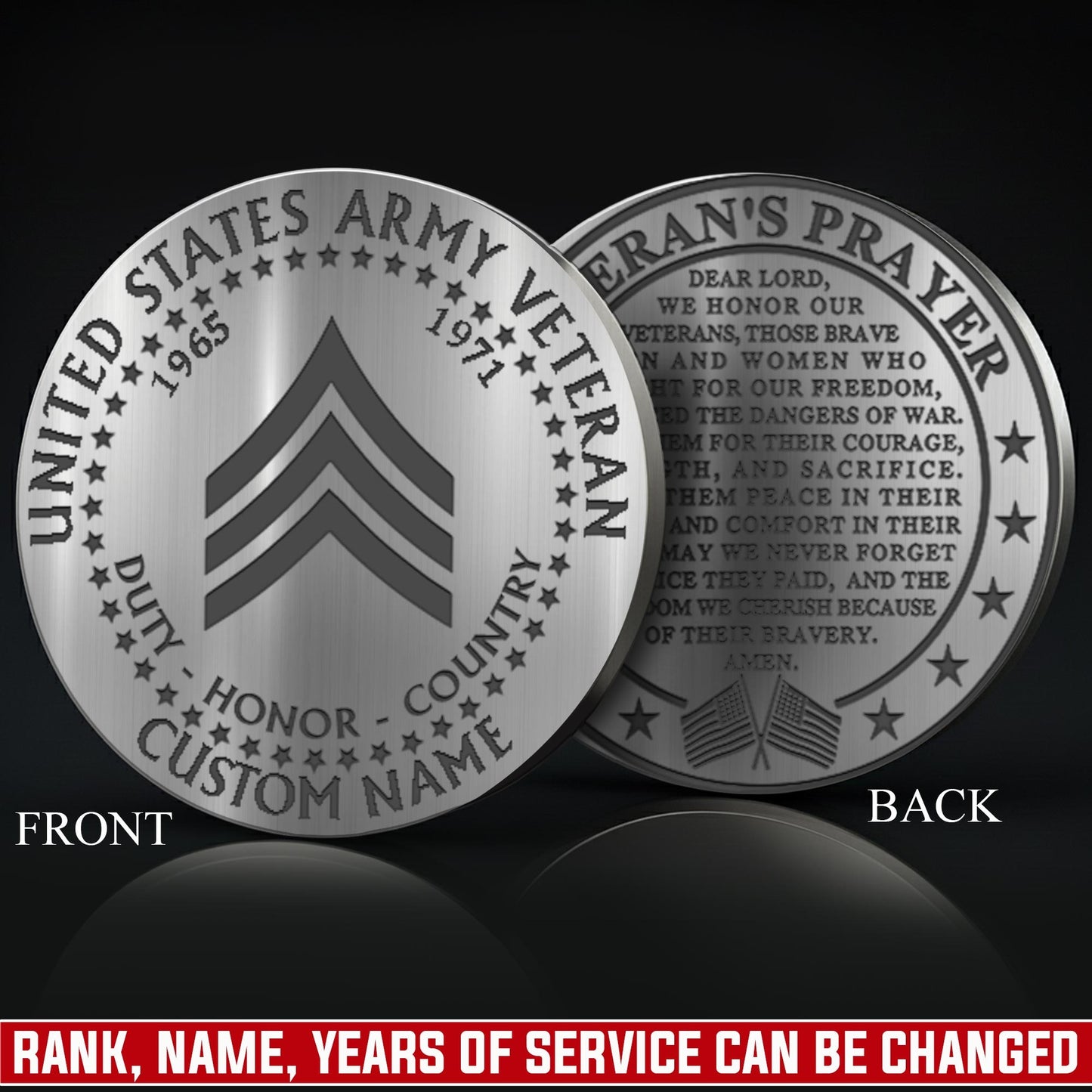 US Army – Military Printed Challenge Coin – Veteran Honor Coin