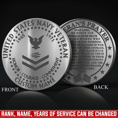 US Navy – Military Printed Challenge Coin – Veteran Honor Coin