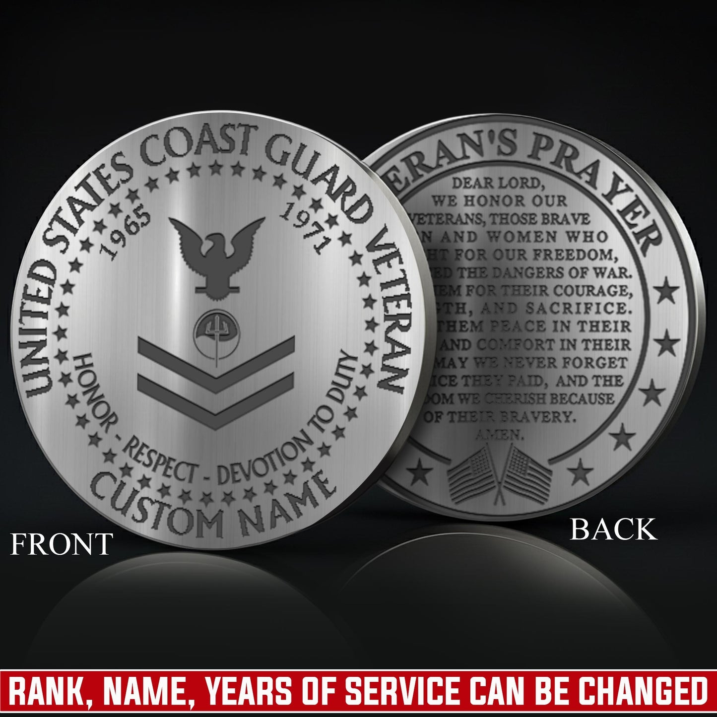 US Coast Guard – Military Printed Challenge Coin –  Veteran Honor Coin
