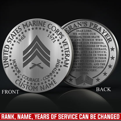 US Marine Corps – Military Printed Challenge Coin – Veteran Honor Coin