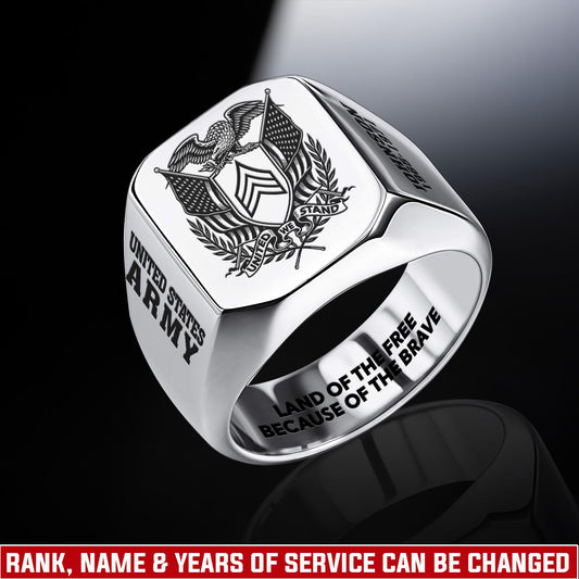 US Army – Engraved Men's Ring – Patriot Shield Emblem