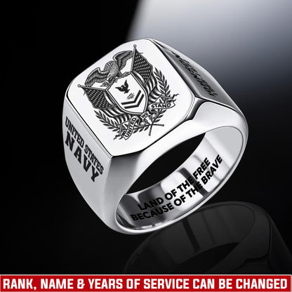 US Navy – Engraved Men's Ring – Patriot Shield Emblem