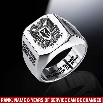 US Coast Guard – Engraved Men's Ring –   Patriot Shield Emblem