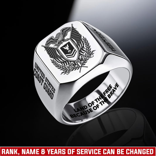 US Coast Guard – Engraved Men's Ring –   Patriot Shield Emblem