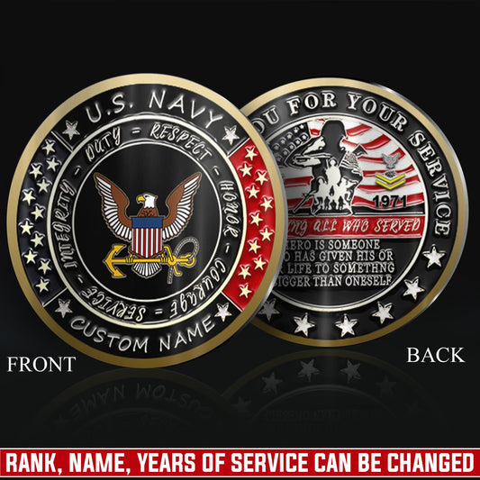 US Navy – Military Printed Challenge Coin – Heroic Tribute Crest