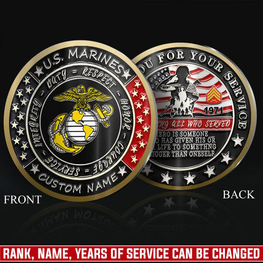 US Marine Corps – Military Printed Challenge Coin – Heroic Tribute Crest