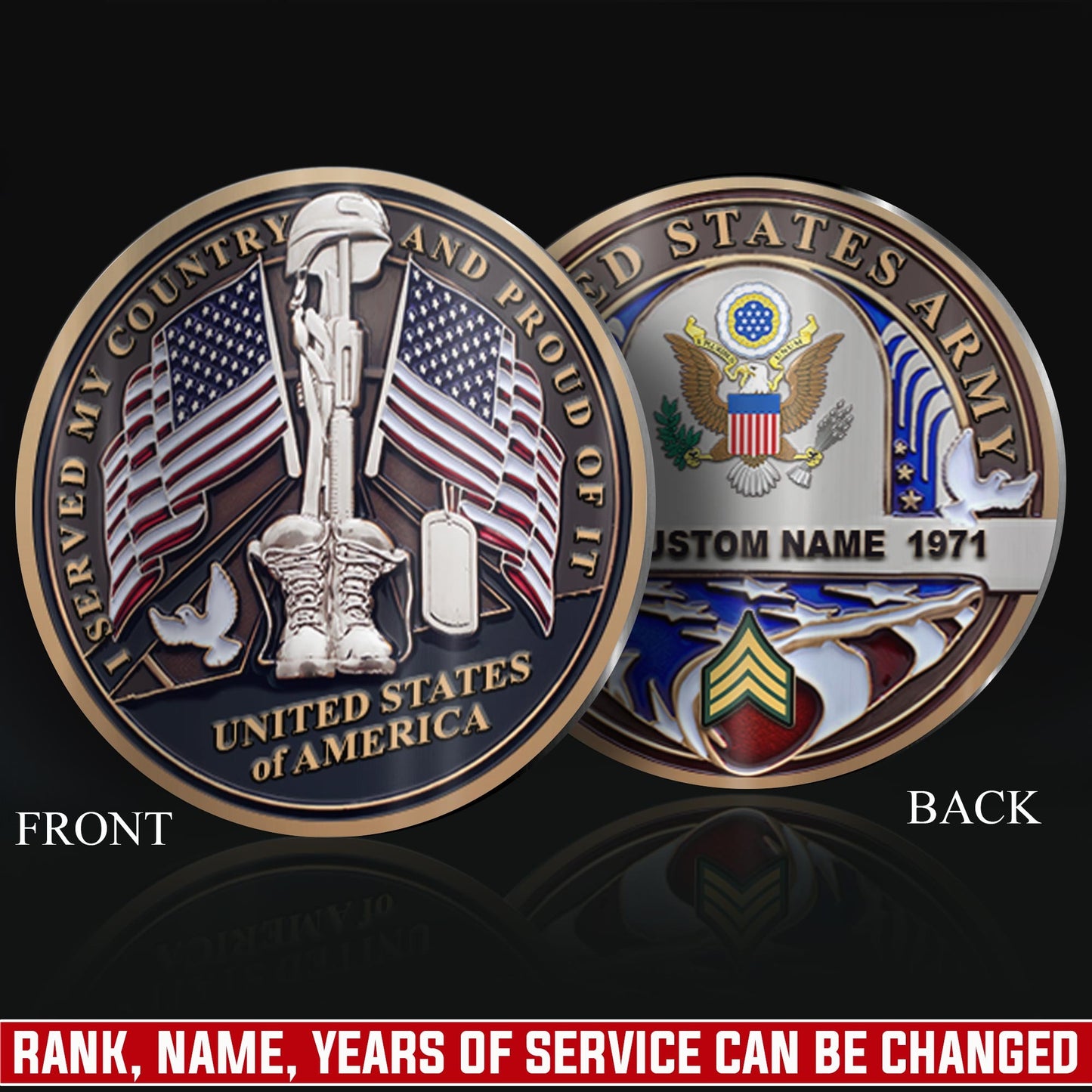 US Army – Military Printed Challenge Coin – Silent Guardian Memorial