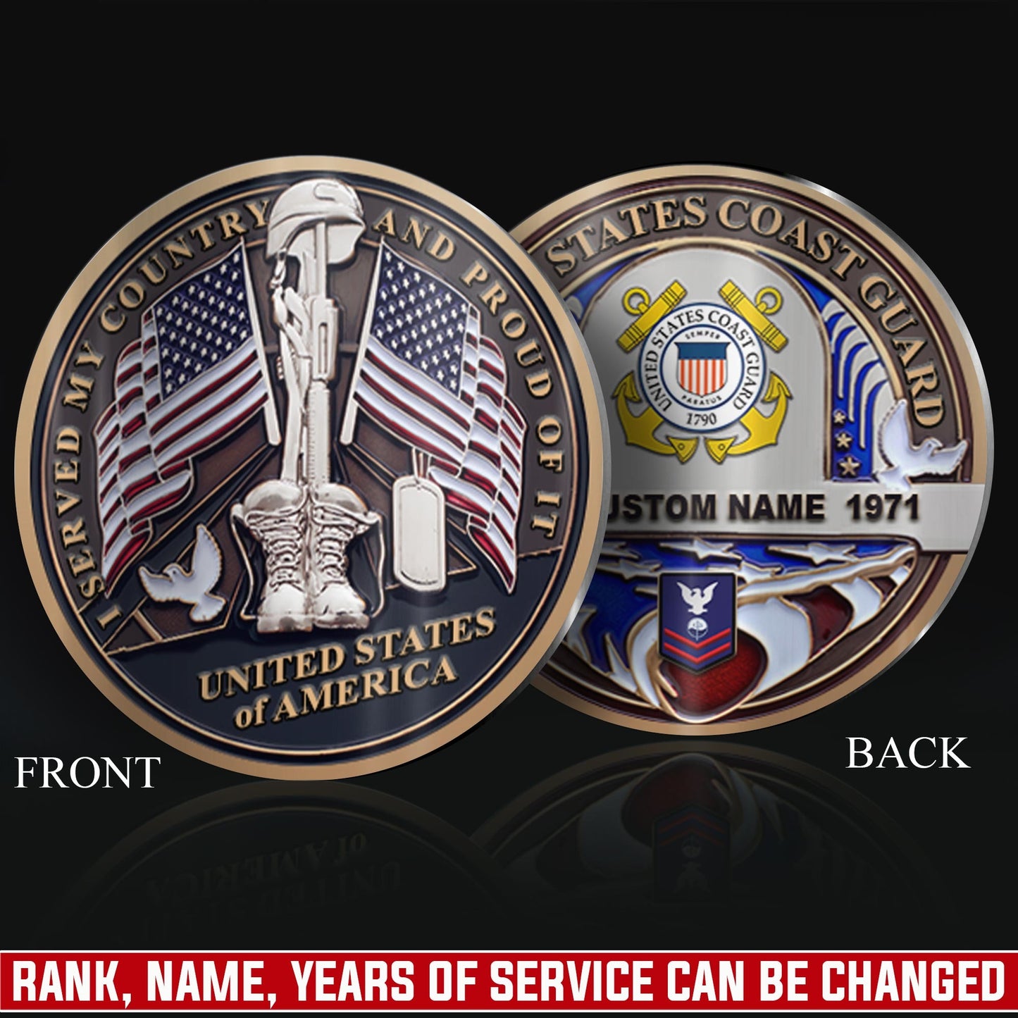 US Coast Guard – Military Printed Challenge Coin –  Silent Guardian Memorial